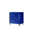 ACME Dante Crystal-Like Knob Velvet Upholstered 2-Drawer Nightstand in Blue
