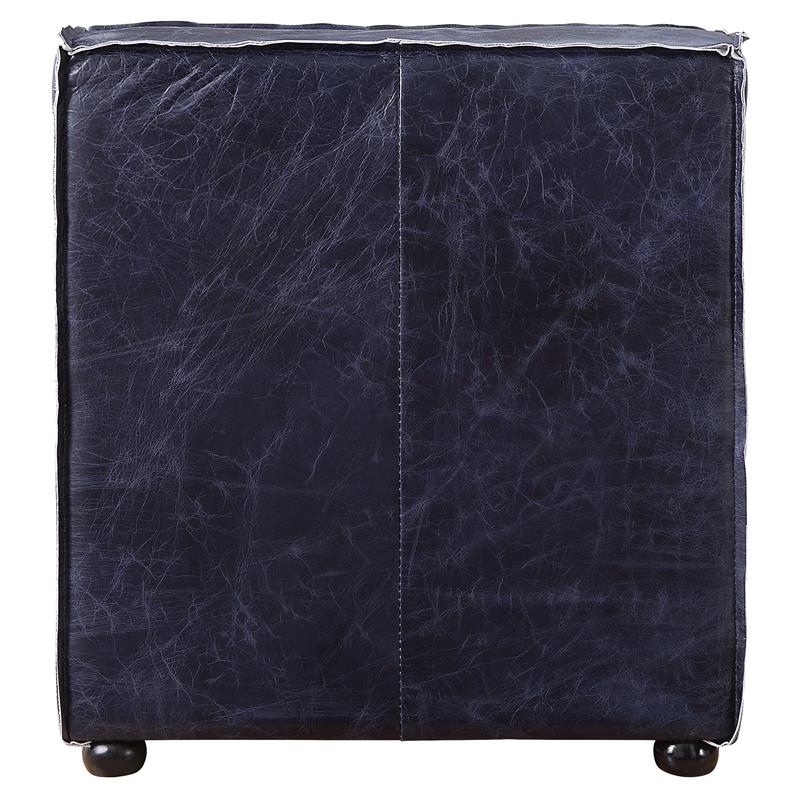ACME Birdie Modular Armless Top Grain Leather Upholstery Chair in Vintage Blue