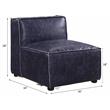 ACME Birdie Modular Armless Top Grain Leather Upholstery Chair in Vintage Blue