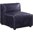 ACME Birdie Modular Armless Top Grain Leather Upholstery Chair in Vintage Blue