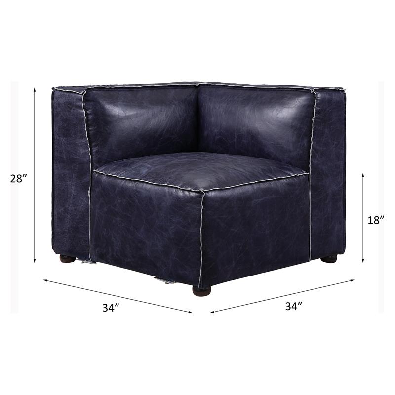 ACME Birdie Top Grain Leather Upholstery Modular Wedge in Vintage Blue