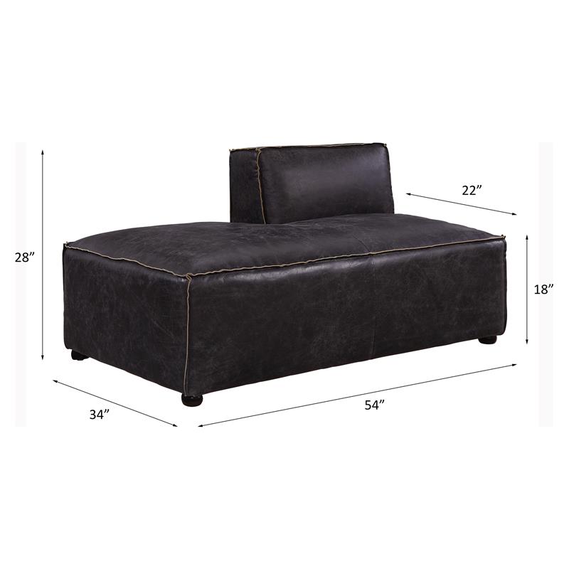 ACME Furniture Birdie Leather Upholstered Modular Chaise Lounge in Antique Slate