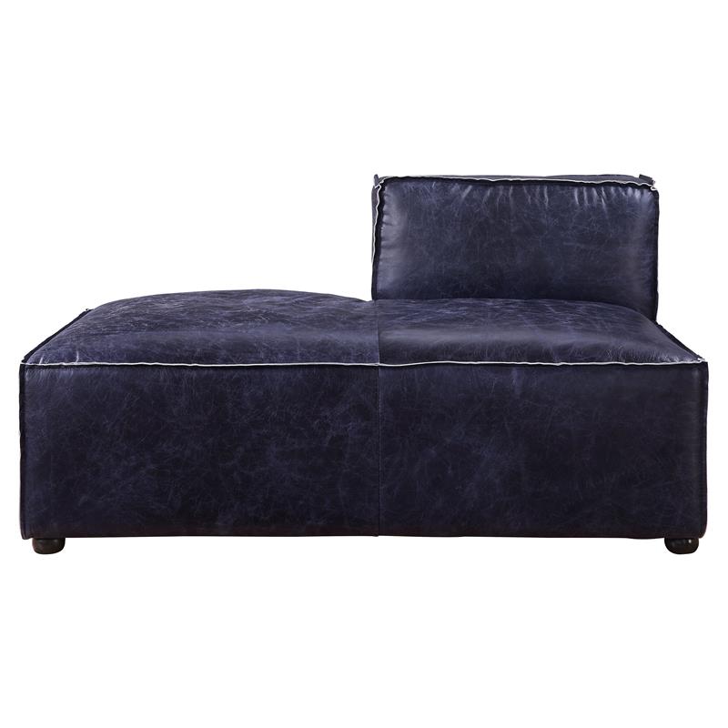 ACME Birdie Top Grain Leather Upholstery Modular Chaise in Vintage Blue