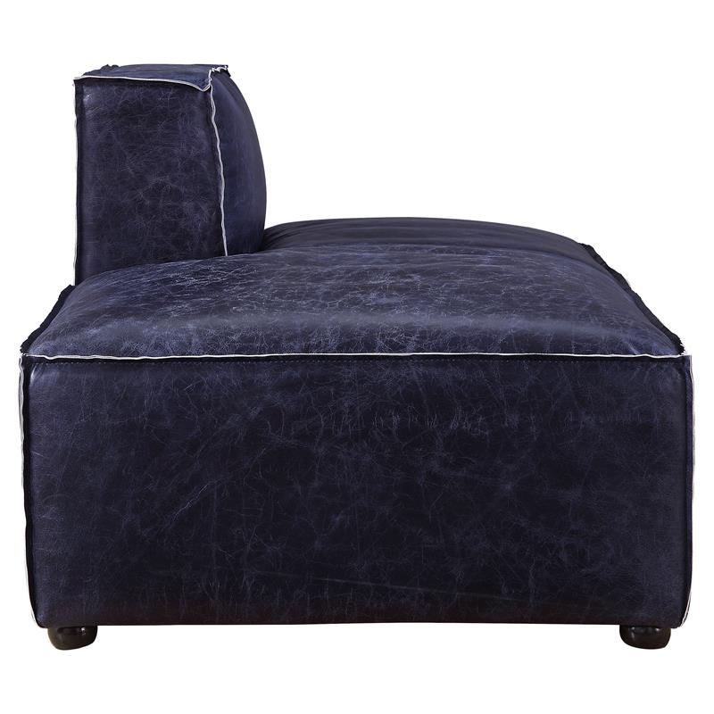 ACME Birdie Top Grain Leather Upholstery Modular Chaise in Vintage Blue