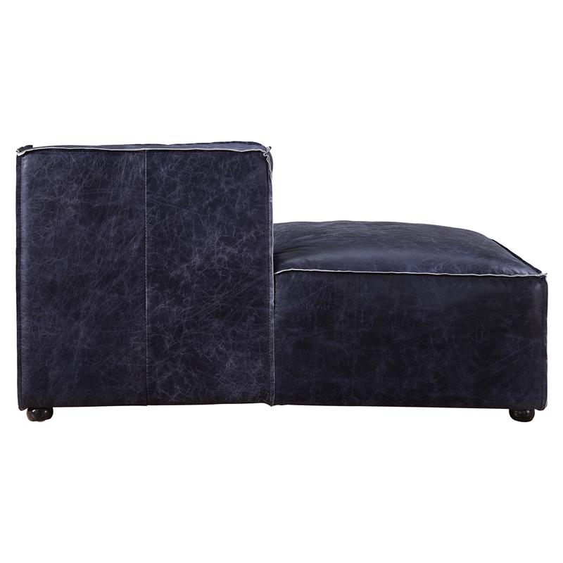 ACME Birdie Top Grain Leather Upholstery Modular Chaise in Vintage Blue