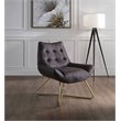 ACME Dhalsim Button Tufted Top Grain Leather  Accent Chair in Antique Ebony