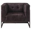 ACME Sagat Top Grain Leather Accent Chair in Antique Ebony and Rustic Oak