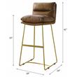 ACME Alsey Top Grain Leather Upholstery Armless Bar Stool in Saddle Brown