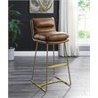ACME Alsey Top Grain Leather Upholstery Armless Bar Stool in Saddle Brown