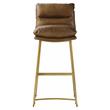 ACME Alsey Top Grain Leather Upholstery Armless Bar Stool in Saddle Brown