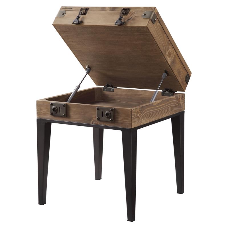 ACME Kolin Wooden Accent Table with Rectangular Top in Rustic Oak and Matte Gray