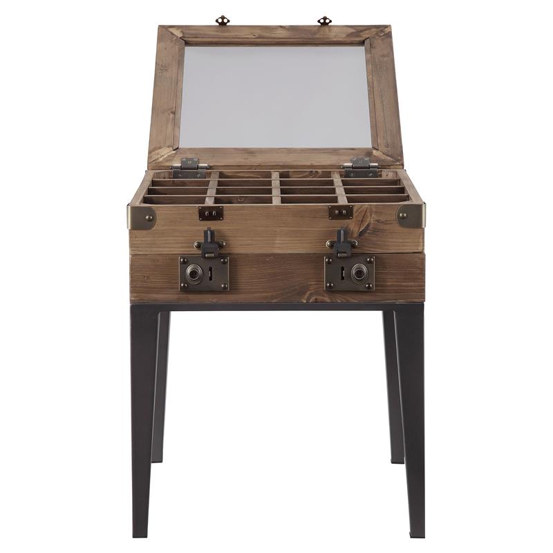 ACME Kolin Wooden Accent Table with Rectangular Top in Rustic Oak and Matte Gray