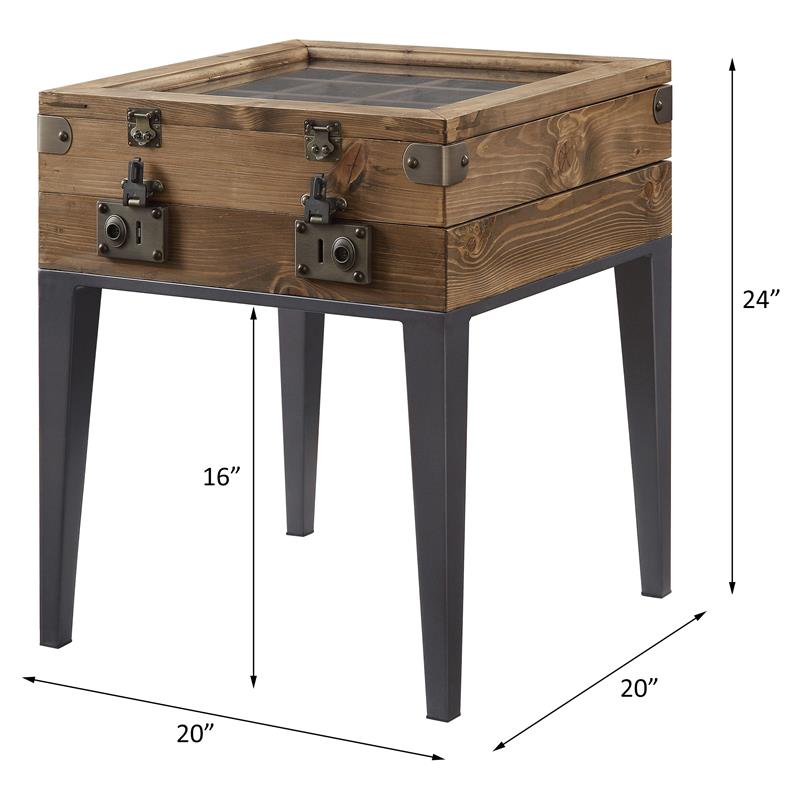 ACME Kolin Wooden Accent Table with Rectangular Top in Rustic Oak and Matte Gray