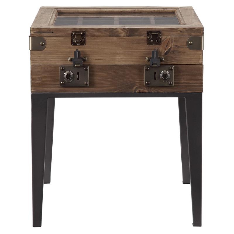 ACME Kolin Wooden Accent Table with Rectangular Top in Rustic Oak and Matte Gray