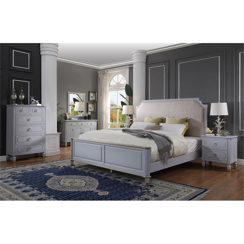 ACME House Marchese Wooden Frame Mirror with Beveled Edge in Pearl Gray