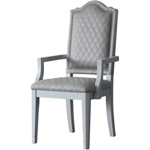 ACME House Marchese Fabric Arm Chair in Gray and Pearl Gray Set of 2