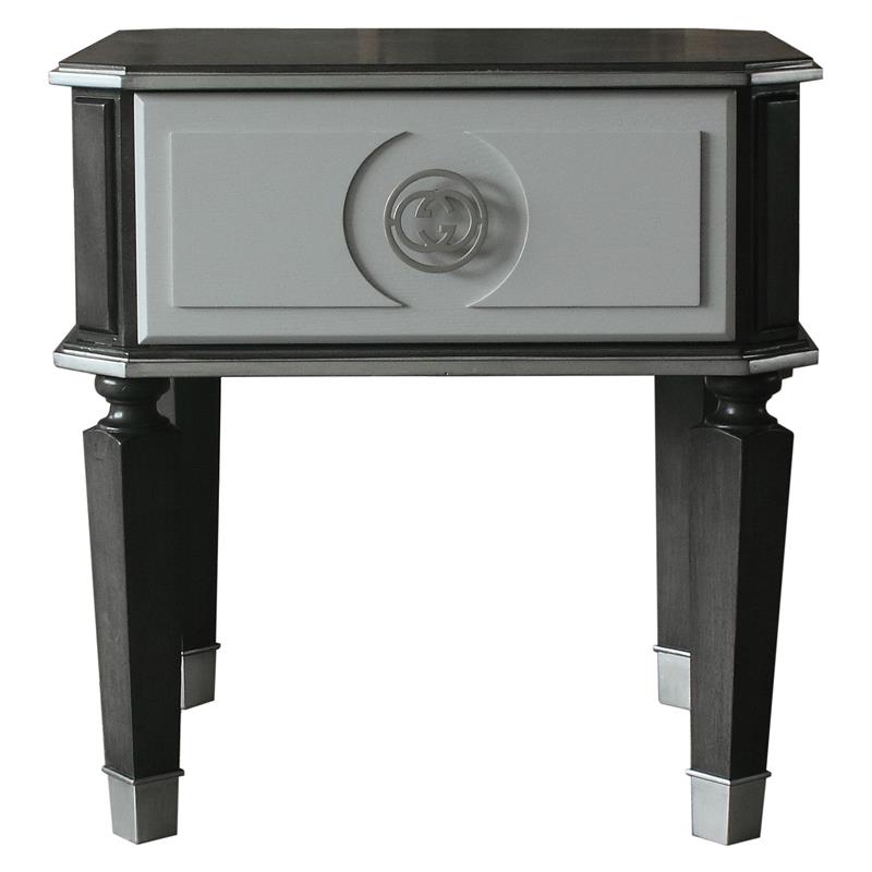 ACME House Beatrice Square Wooden End Table in Charcoal and Light Gray