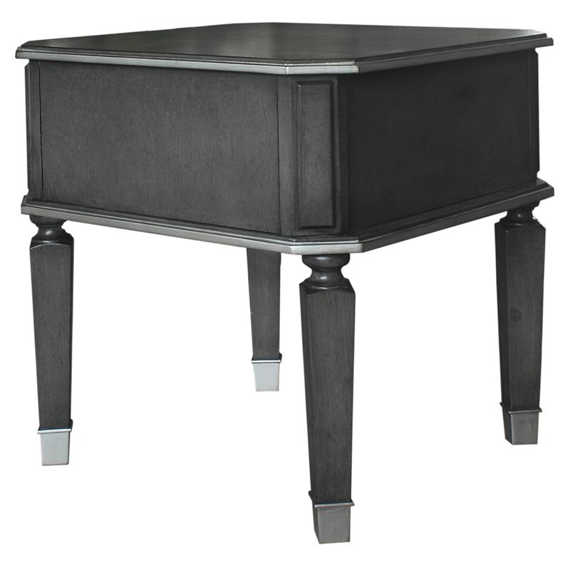 ACME House Beatrice Square Wooden End Table in Charcoal and Light Gray