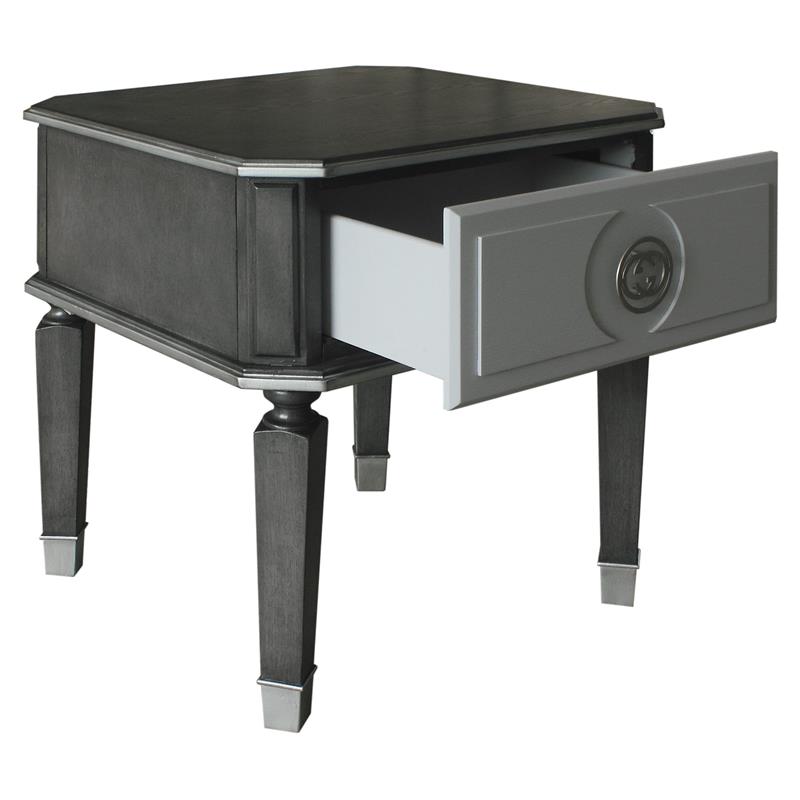 ACME House Beatrice Square Wooden End Table in Charcoal and Light Gray