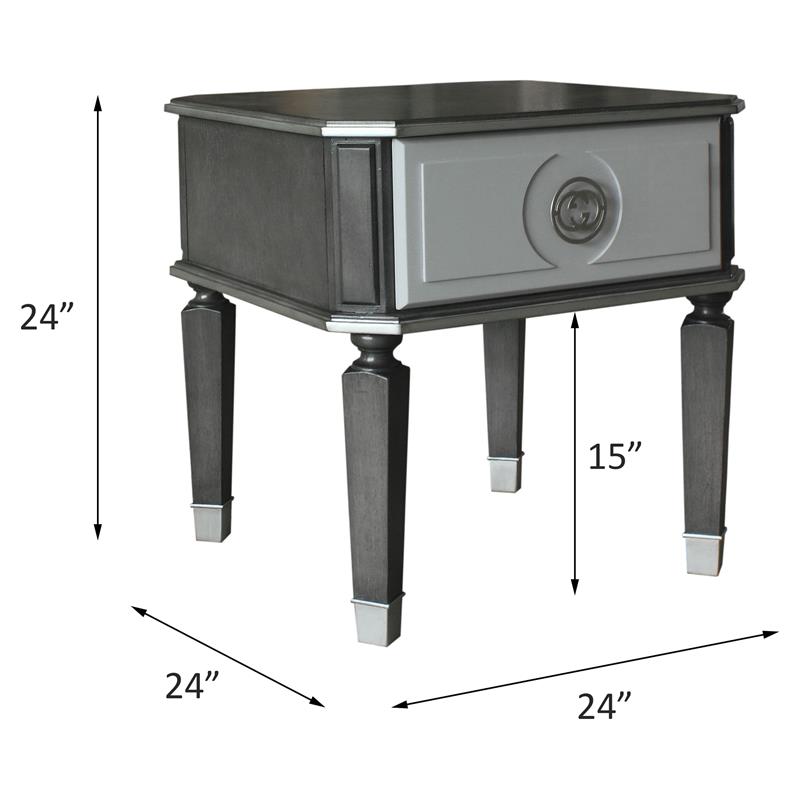 ACME House Beatrice Square Wooden End Table in Charcoal and Light Gray