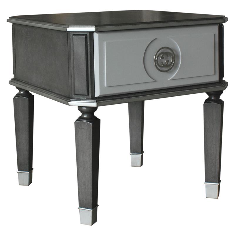 ACME House Beatrice Square Wooden End Table in Charcoal and Light Gray