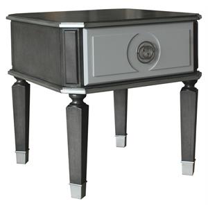 ACME House Beatrice Square Wooden End Table in Charcoal and Light Gray