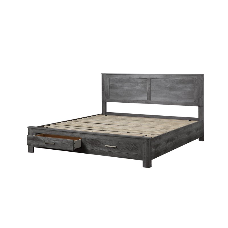 ACME Vidalia Queen Bed with Storage in Rustic Gray Oak