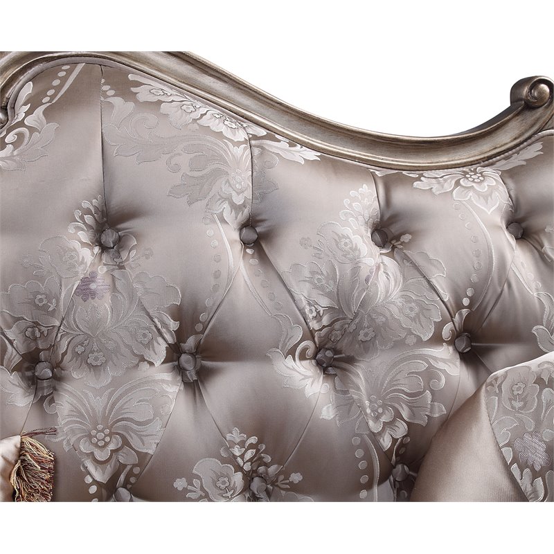ACME Jayceon Fabric Tufted Sofa with 5 Pillows in Champagne Beige