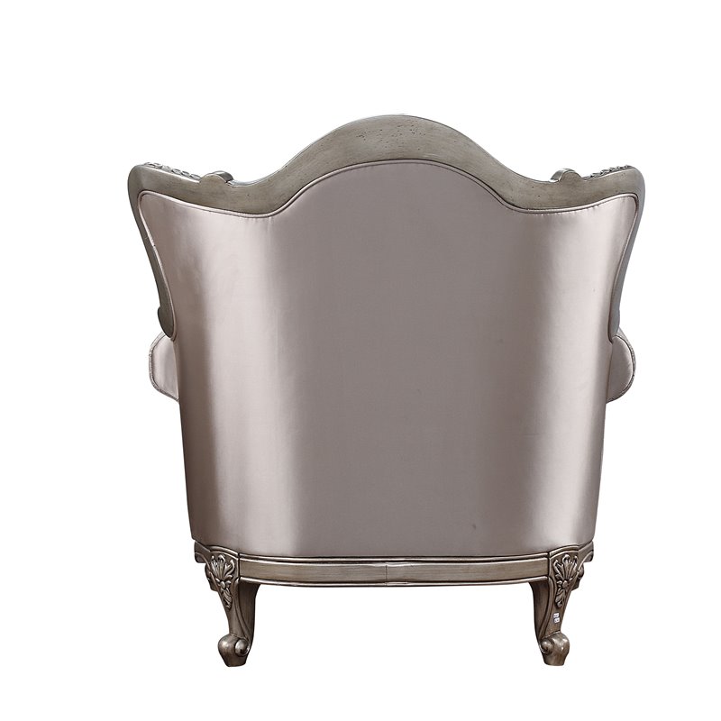 ACME Jayceon Fabric Tufted Chair with 1 Pillow in Champagne Beige