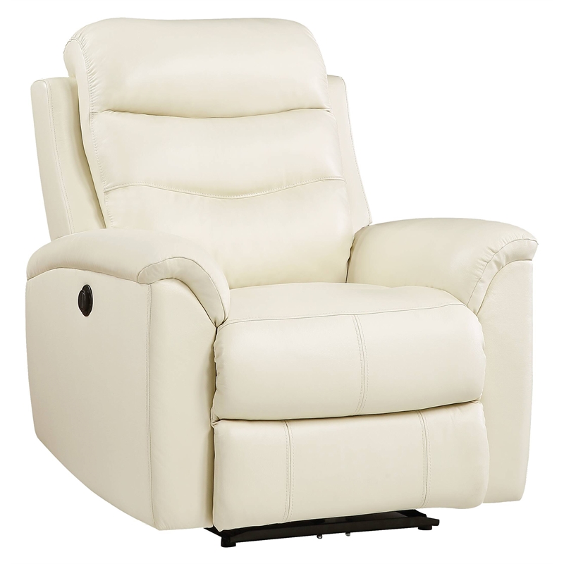 ACME Ava Tufted Leather Upholstered Power Motion Recliner in Beige