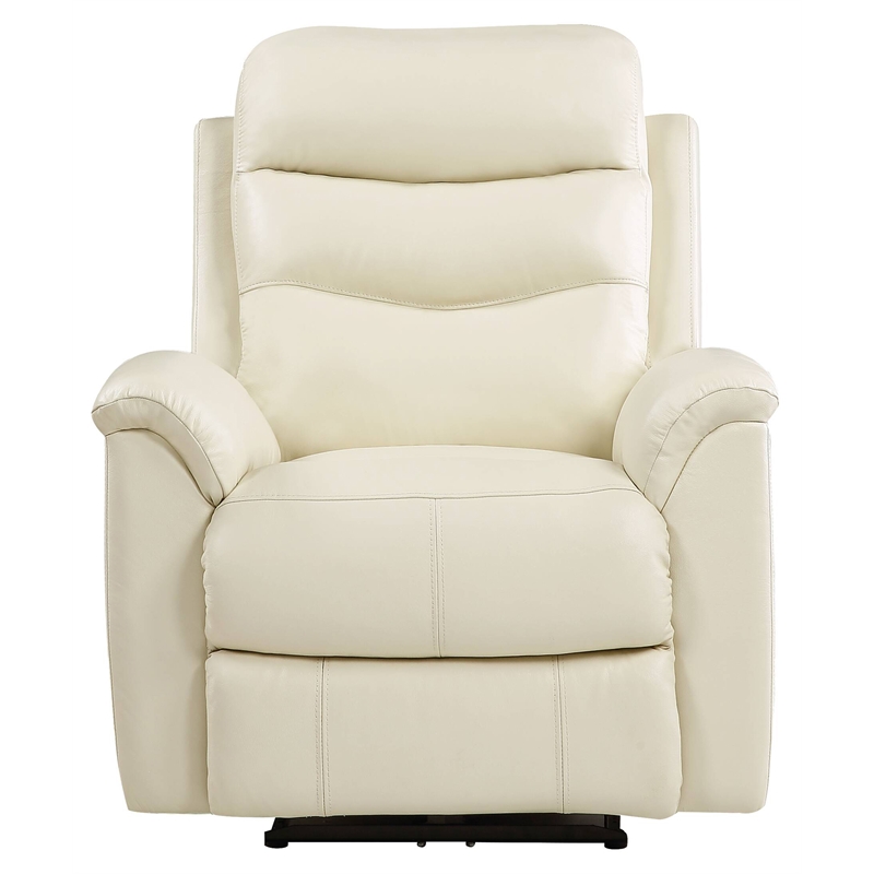 ACME Ava Tufted Leather Upholstered Power Motion Recliner in Beige