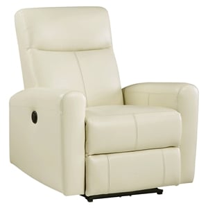 ACME Blane Tufted Leather Upholstered Power Motion Recliner in Beige