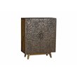 ACME Calvary Rectangular 2 Door Wooden Console Table in Gray Stone and Walnut