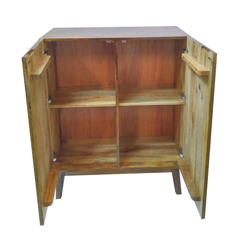 ACME Calvary Rectangular 2 Door Wooden Console Table in Gray Stone and Walnut