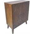 ACME Calvary Rectangular 2 Door Wooden Console Table in Gray Stone and Walnut