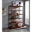 ACME Oaken 5 Wooden Shelves Rectangular Bookshelf in Honey Oak and Black