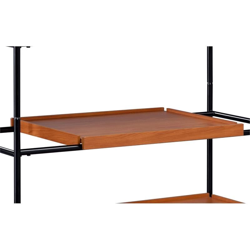 ACME Oaken 5 Wooden Shelves Rectangular Bookshelf in Honey Oak and Black