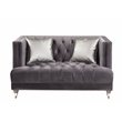 ACME Hegio Velvet Tufted Nail-head Trim Loveseat with 2 Pillows in Gray