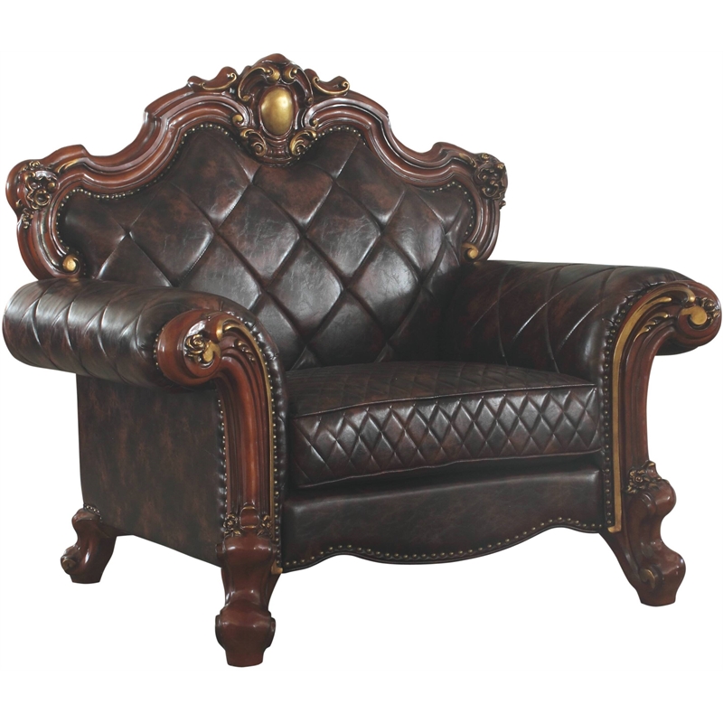 ACME Picardy Chair with 1 Pillow in Vintage Cherry Oak & PU
