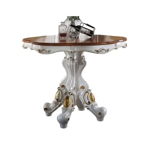 ACME Picardy Round Wooden Counter Height Table in Antique Pearl and Cherry Oak