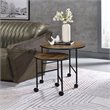ACME Oblis 2-Piece Round Wooden Top Nesting Tables in Vintage Oak