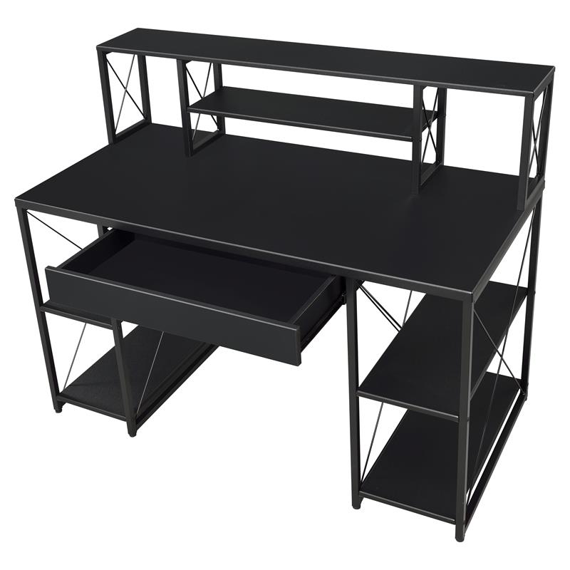 ACME Amiel Wooden 1-Drawer Writing Desk with Small Hutch in Black