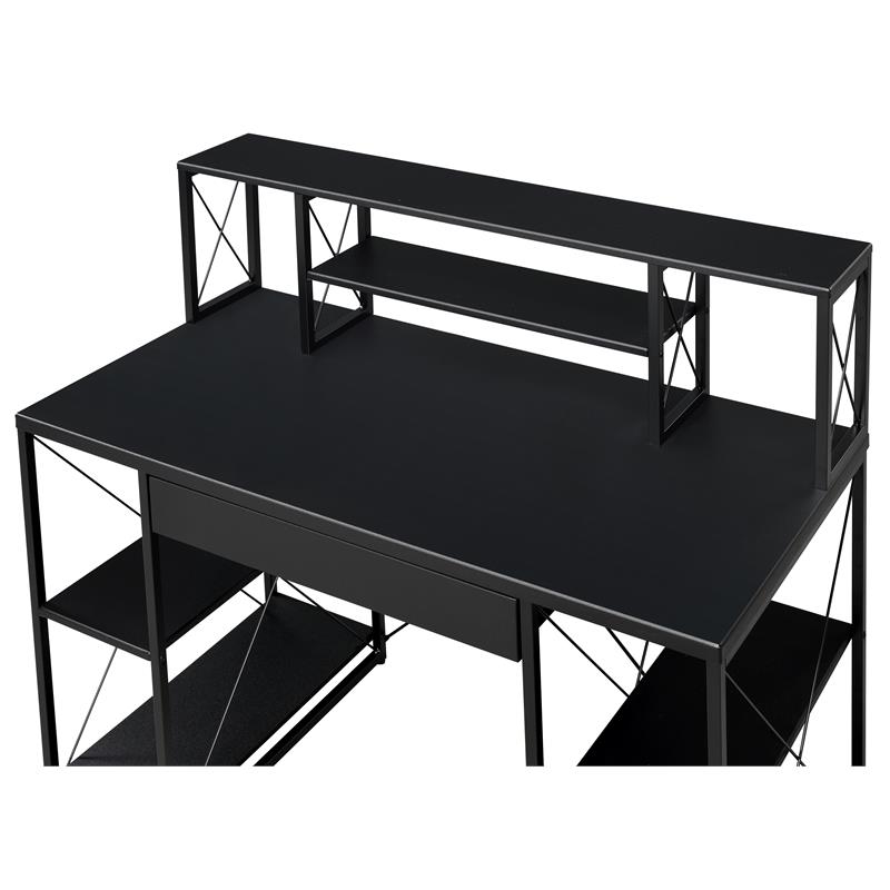 ACME Amiel Wooden 1-Drawer Writing Desk with Small Hutch in Black