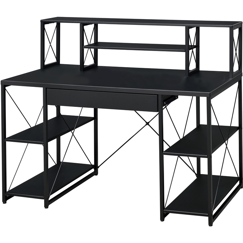 ACME Amiel Wooden 1-Drawer Writing Desk with Small Hutch in Black