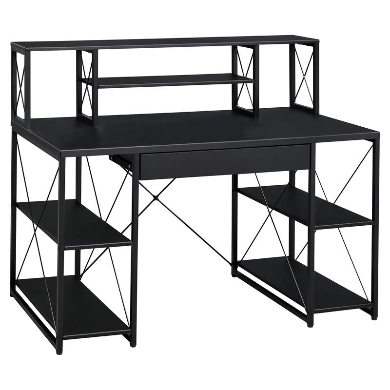 ACME Amiel Wooden 1-Drawer Writing Desk with Small Hutch in Black
