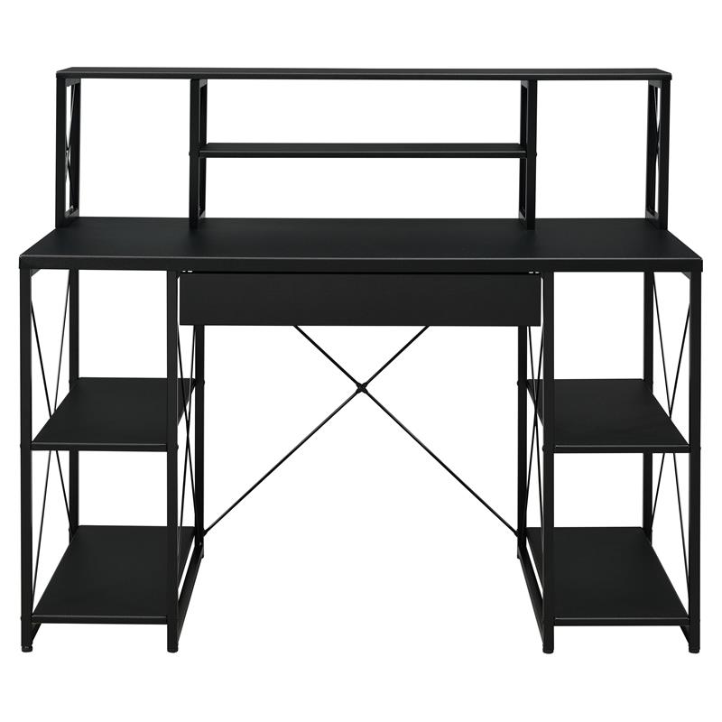 ACME Amiel Wooden 1-Drawer Writing Desk with Small Hutch in Black