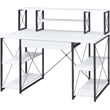 ACME Amiel Wooden 1-Drawer Writing Desk with Small Hutch in White and Black