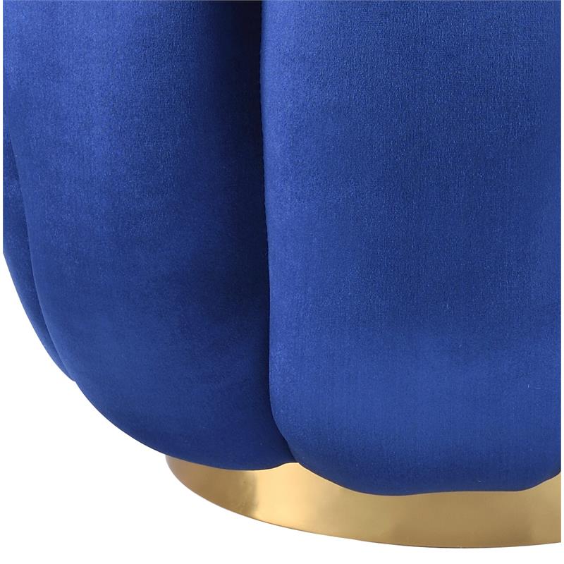 ACME Heiress Velvet Upholstered Ottoman with Metal Base in Sapphire Blue