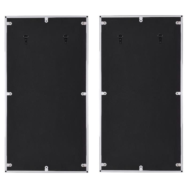ACME Chafik Metal Frame Wall Accent Mirrors in Chrome and Natural Oak (Set of 2)