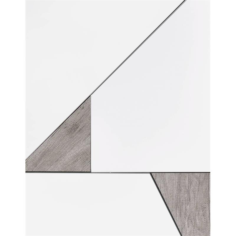 ACME Chafik Metal Frame Wall Accent Mirrors in Chrome and Natural Oak (Set of 2)